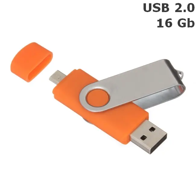 Флешка 'Twister Double' 16 Gb USB 2.0 Оранжевый Серебристый 8678-04