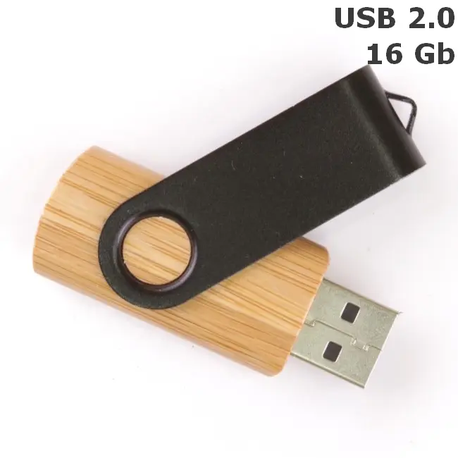Флешка 'Twister' дерев'яна 16 Gb USB 2.0 Древесный Черный 3675-111