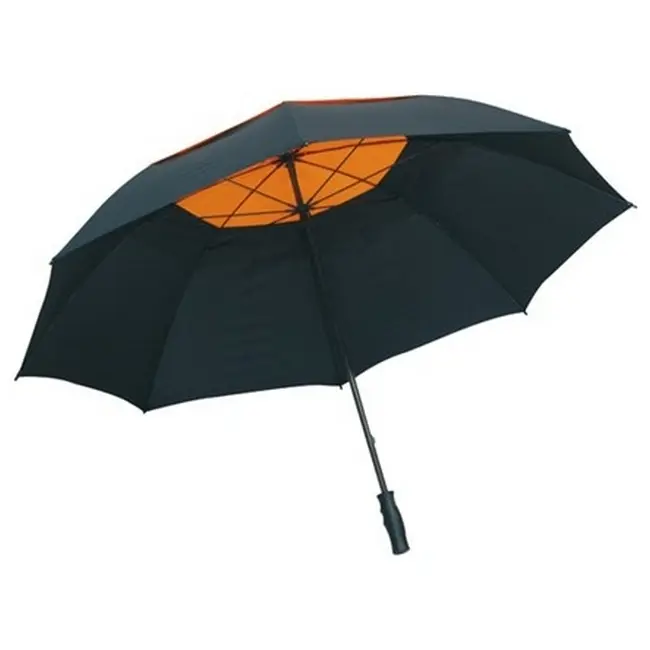 Зонт трость с вентиляционной системой Черный Оранжевый 5898-05