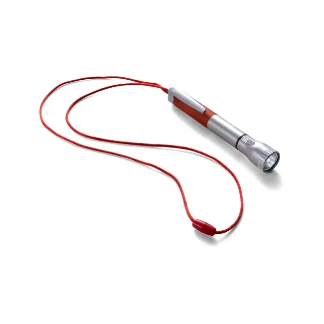 Ліхтарик з кульковою ручкою і кольоровим шнуром Серебристый Красный Прозрачный 6688-01
