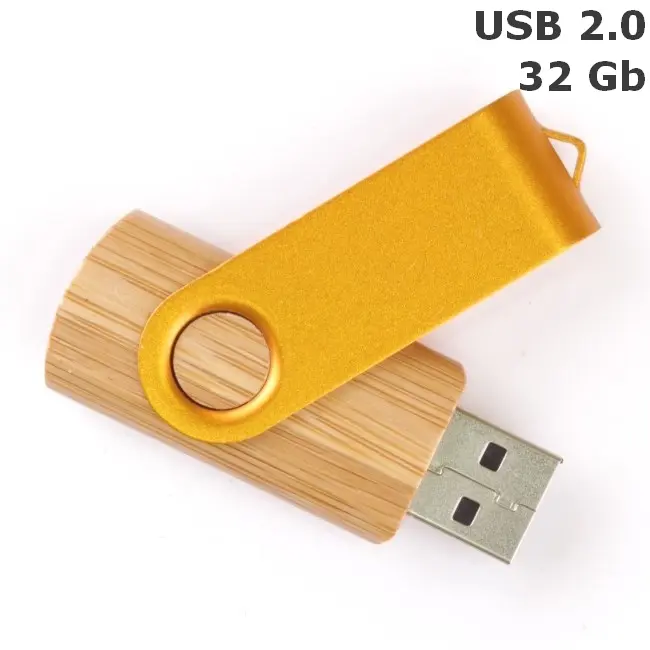 Флешка 'Twister' дерев'яна 32 Gb USB 2.0 Древесный Золотистый 8692-107