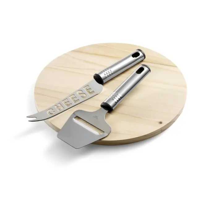 Набор для сыра - доска с ножом для резки и лопаткой Серебристый Древесный 6684-01