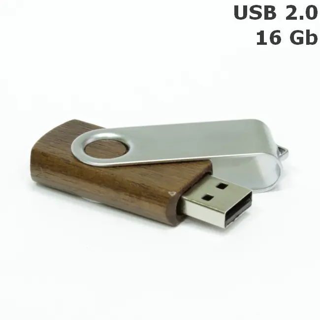 Флешка 'Twister' деревянная 16 Gb USB 2.0 Древесный Серебристый 3675-91
