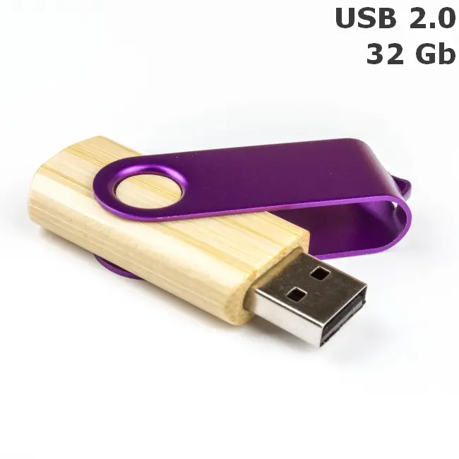 Флешка 'Twister' дерев'яна 32 Gb USB 2.0 Фиолетовый Древесный Коричневый 8692-140