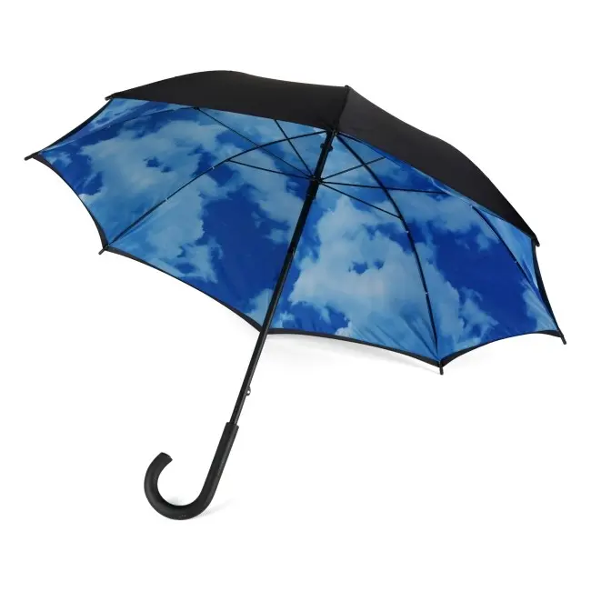 Зонт трость с двойным слоем "небо с тучами" Темно-синий Черный 6559-02