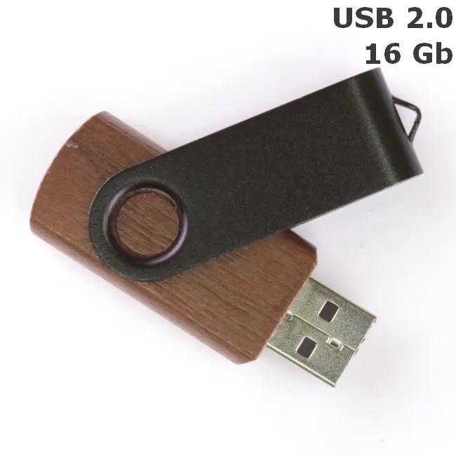 Флешка 'Twister' деревянная 16 Gb USB 2.0 Древесный Черный 3675-97
