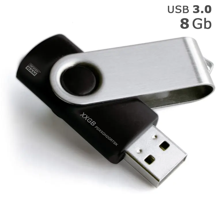 Флешка 'GoodRAM' 'Twister' под логотип 8 Gb USB 3.0 черная Серебристый Черный 4330-09