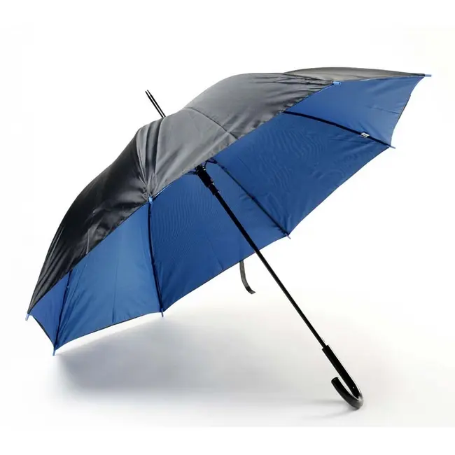 Зонт трость полуавтомат Черный Синий 1480-01