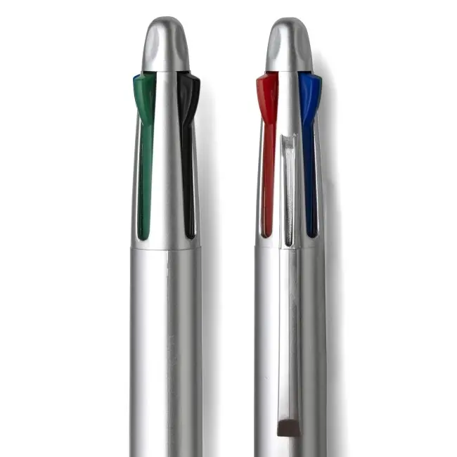 Ручка с 4 цветными стержнями Черный Серебристый 6429-01