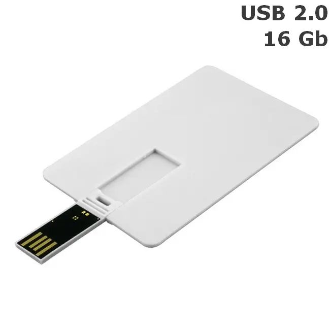 Флешка Кредитка пластикова 16 Gb USB 2.0 Белый 6048-01