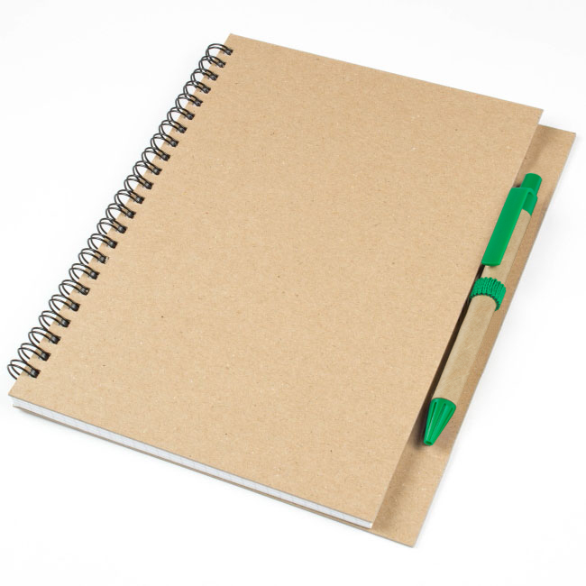Блокнот A5 с ЭКО-ручкой зеленый
