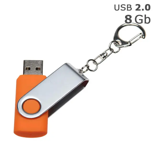 Флешка 8 Gb usb 2.0 Серебристый Оранжевый 1510-06
