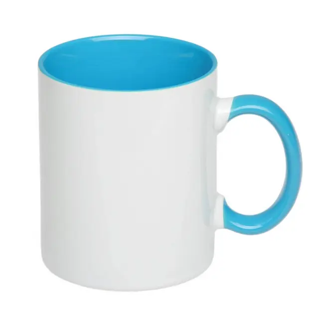 Чашка керамическая евро-цилиндр Белый Голубой 1334-01