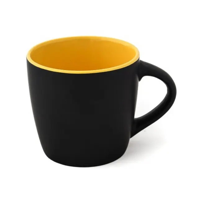Чашка керамічна матова 300 мл Черный Желтый 7009-03