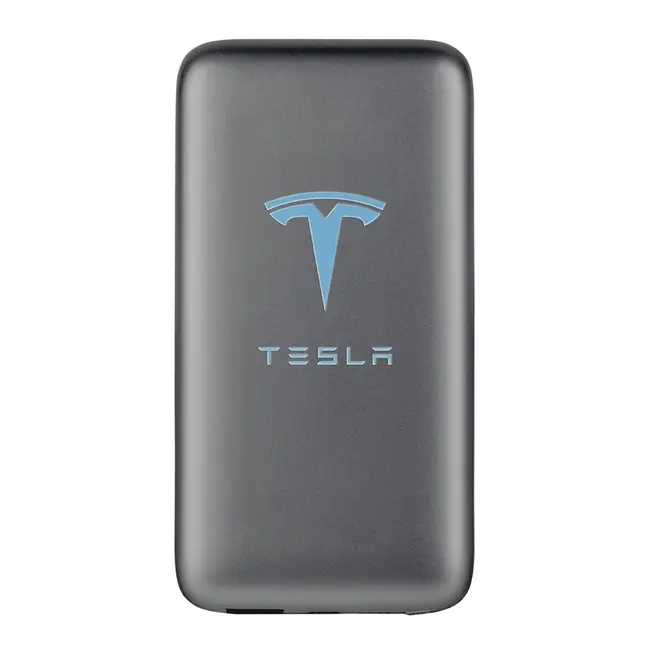 Зарядное устройство Power bank 4000мА/ч 2,1A, 2 USB светящийся логотип Серый Голубой 7268-02