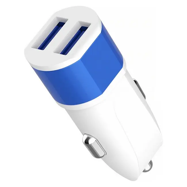 Зарядное устройство автомобильное 2 USB порта Белый Синий 12331-02