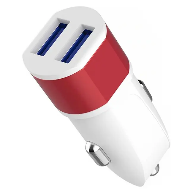 Зарядное устройство автомобильное 2 USB порта Белый Красный 12331-01