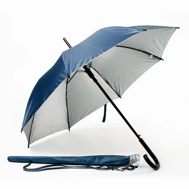 Зонт трость полуавтомат Синий Серебристый 1463-02