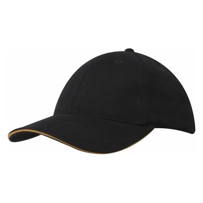 Кепка 'HeadWear' 'Brushed Cotton Cap with Trim' Black-Gold Черный Золотистый 6949-01