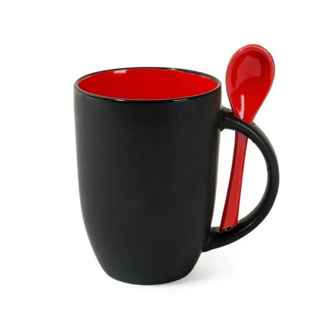 Чашка с ложечкой 400 мл Красный Серый 8938-01