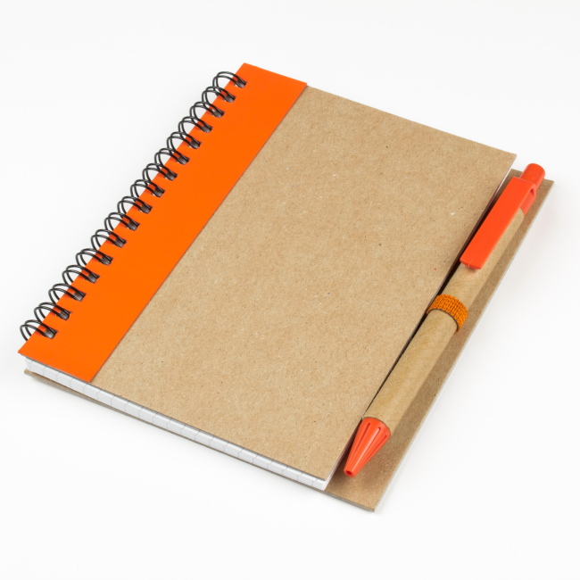 Блокнот A6 с ЭКО-ручкой с лентой оранжевый