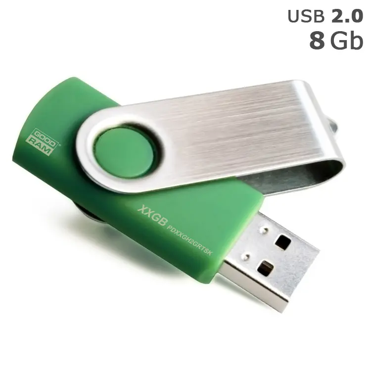 Флешка 'GoodRAM' 'Twister' под логотип 8 Gb USB 2.0 зеленая Серебристый Зеленый 4931-01