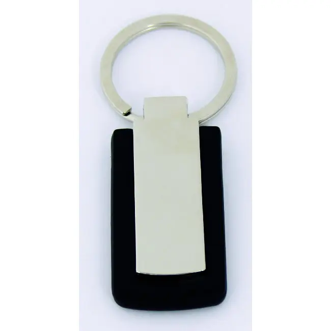 Брелок металлический с вставкой из кожи Серебристый Черный 4894-01