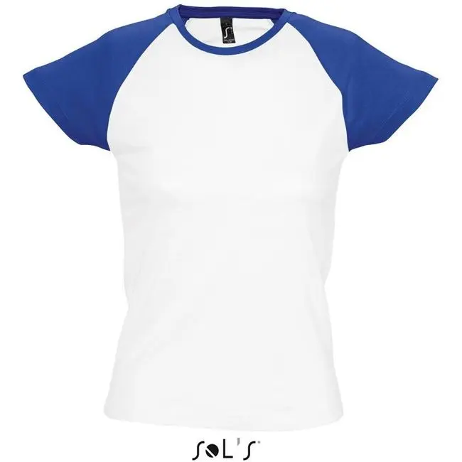 Футболка женская двухцветная с рукавом реглан SOL’S MILKY Белый Синий 5487-04