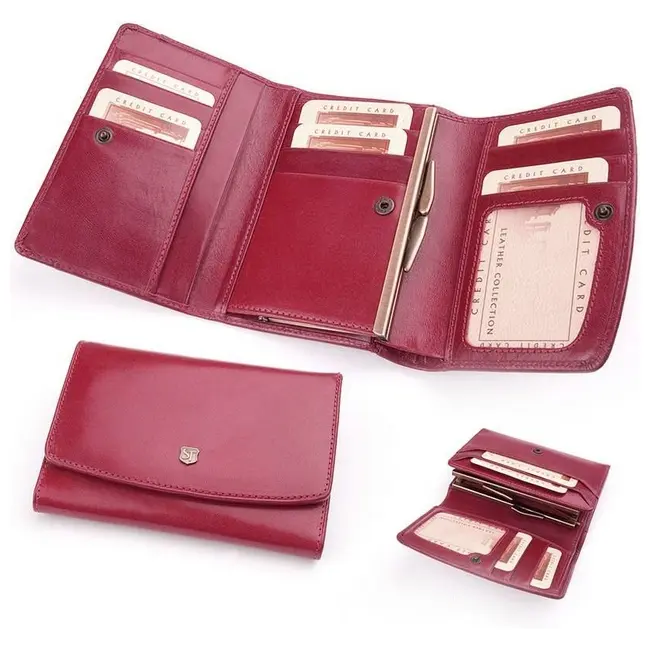 Бумажник кожанный женский Красный 3697-02
