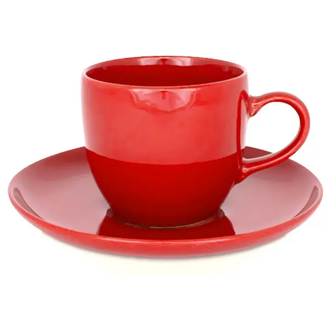 Чашка керамічна Punta S з блюдцем 180 мл Красный 1805-06