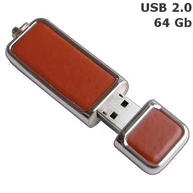 Флешка 'GoodRAM' 'ART LEATHER' 64 Gb USB 2.0 коричнева Коричневый Серебристый 6313-01
