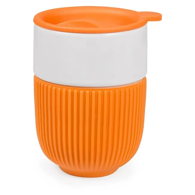 Чашка керамическая 350 мл Белый Оранжевый 11842-02