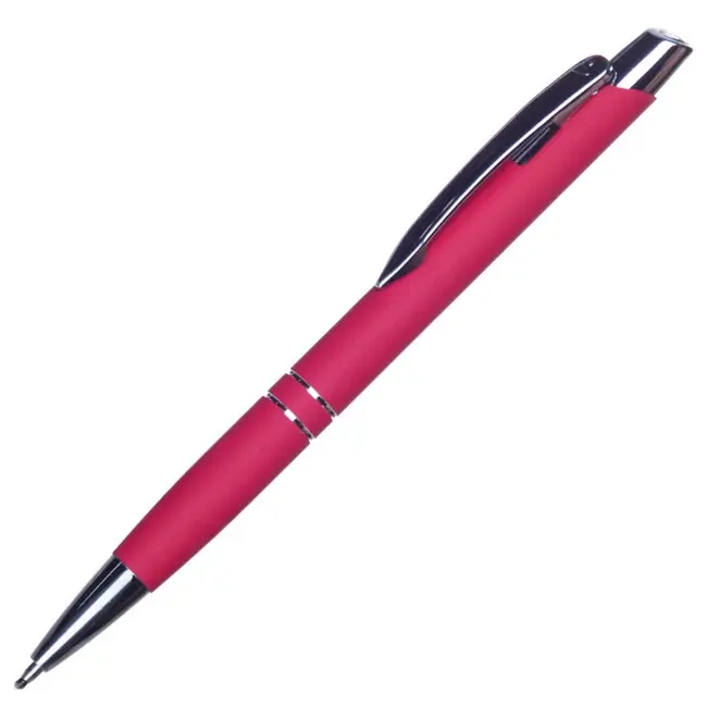 Ручка металева soft touch Серебристый Красный 13049-06