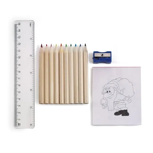 Набір для малювання 10 олівців і 20 фото для розмальовки Синий Белый Древесный 6749-01