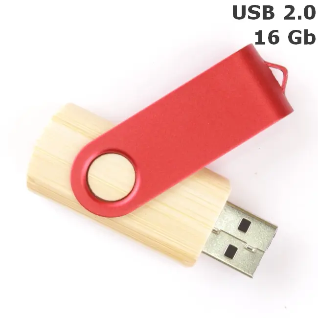 Флешка 'Twister' деревянная 16 Gb USB 2.0 Древесный Красный 3675-102
