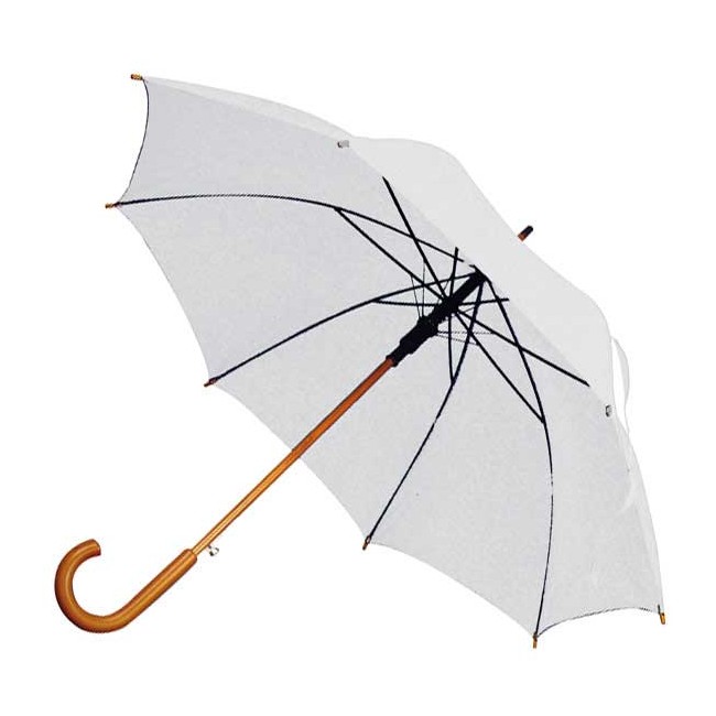 Зонт трость с деревянной ручкой Белый 5372-07