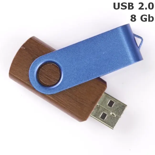 Флешка 'Twister' деревянная 8 Gb USB 2.0 Синий Древесный 3673-100