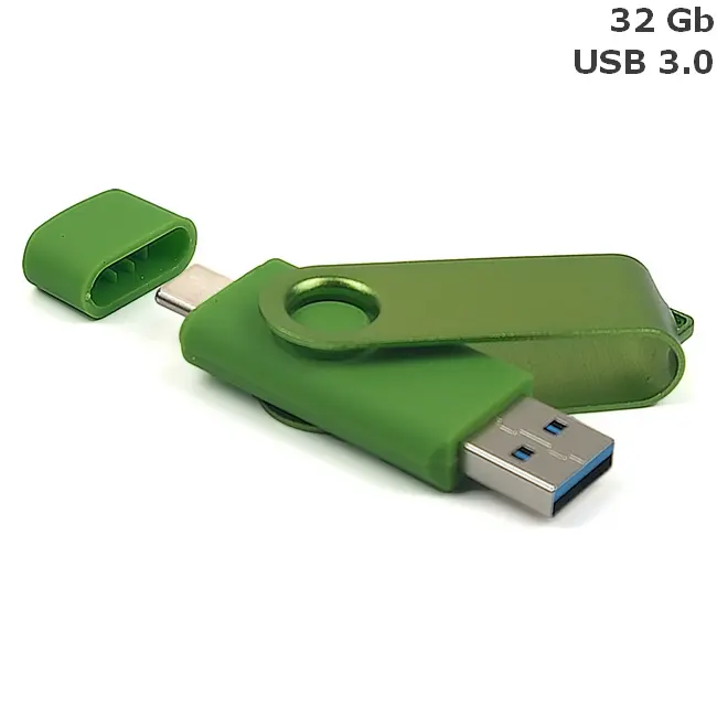 Флешка 'Twister Double' Type-C 32 Gb USB 3.0 Серебристый Зеленый 14972-10