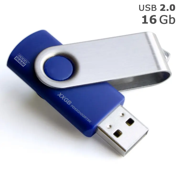 Флешка 'GoodRAM' 'Twister' 16 Gb USB 2.0 синя Серебристый Синий 4216-03
