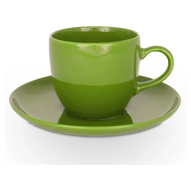 Чашка керамічна Punta S з блюдцем 180 мл Зеленый 1805-23