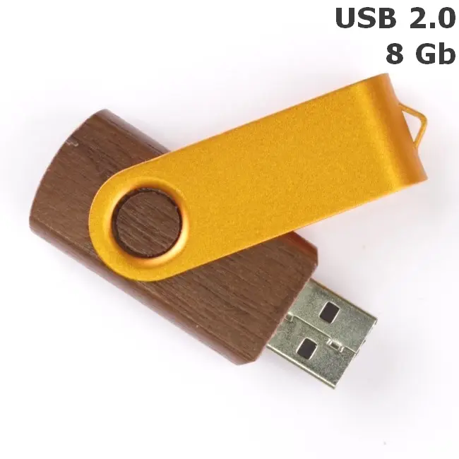 Флешка 'Twister' дерев'яна 8 Gb USB 2.0 Золотистый Древесный 3673-95