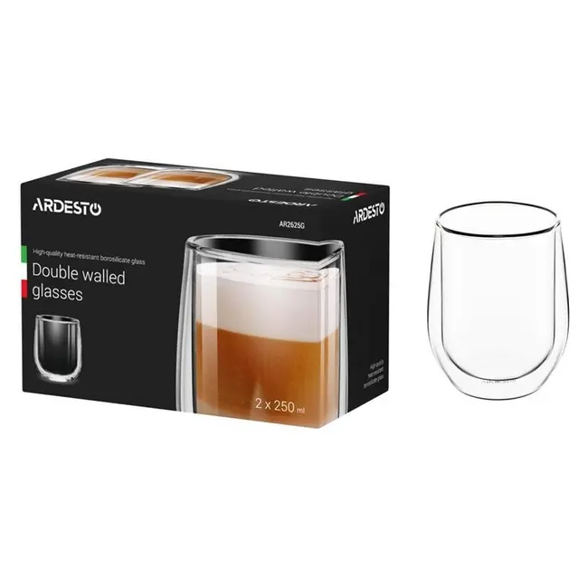 Набор из двух чашек Ardesto стекло с двойными стенками 250мл Прозрачный 12970-01