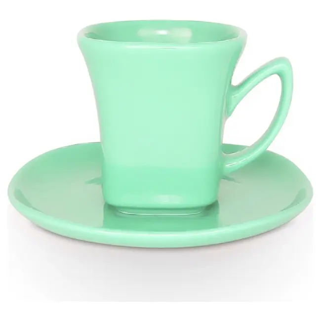Чашка керамічна Lira S з блюдцем 180 мл Зеленый 1781-19