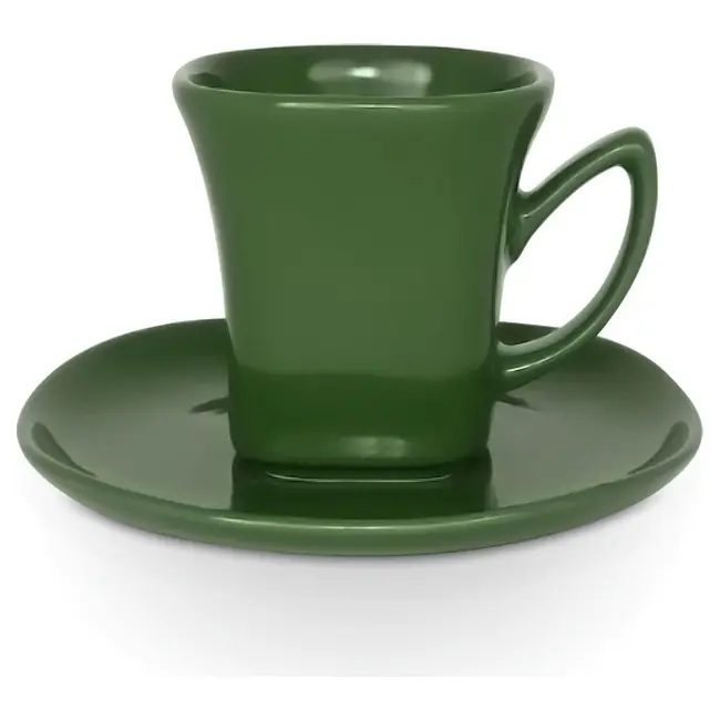 Чашка керамічна Lira S з блюдцем 180 мл Зеленый 1781-22