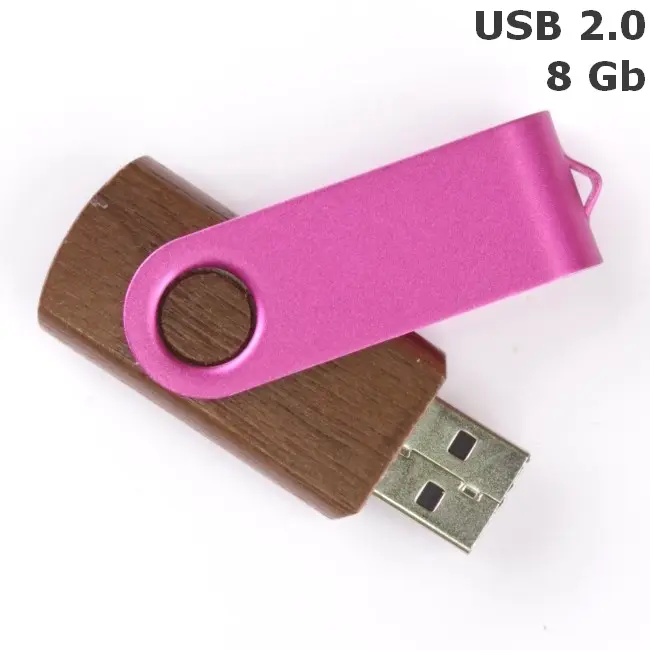 Флешка 'Twister' дерев'яна 8 Gb USB 2.0 Розовый Древесный 3673-98