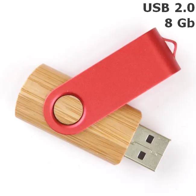 Флешка 'Twister' дерев'яна 8 Gb USB 2.0 Древесный Красный 3673-108
