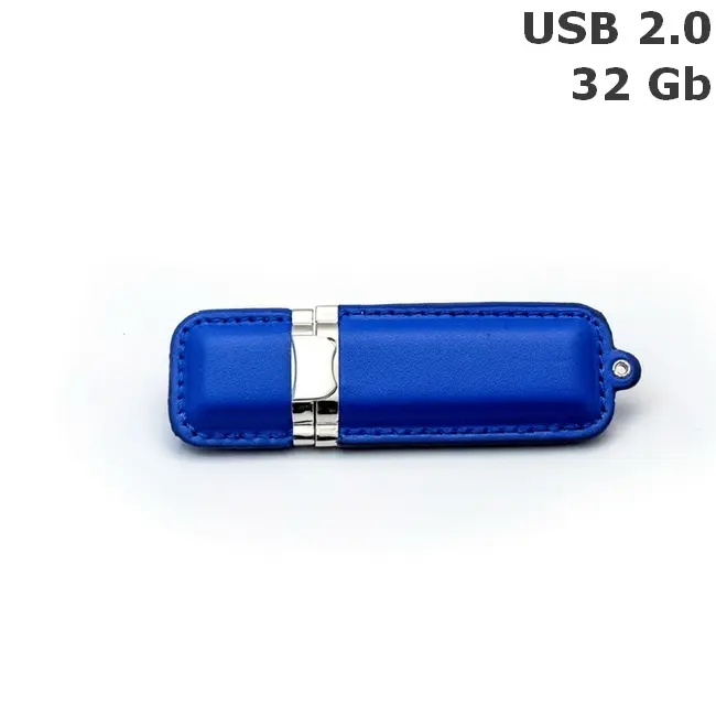 Флешка шкіряна 32 Gb USB 2.0 Синий Серебристый 6076-02