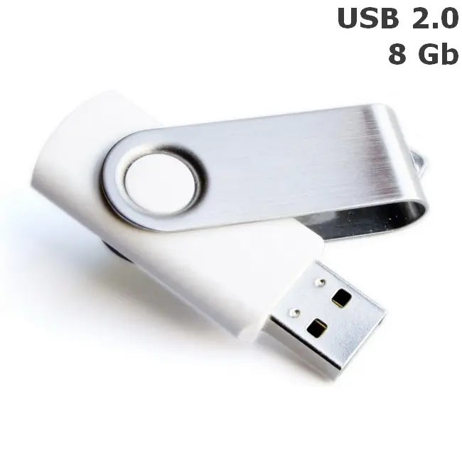Флешка Твістер пластикова 8 Gb USB 2.0 Серебристый Белый 6086-01