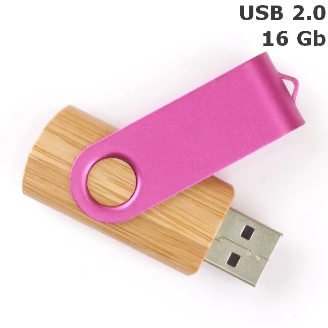 Флешка 'Twister' деревянная 16 Gb USB 2.0 Древесный Розовый 3675-109