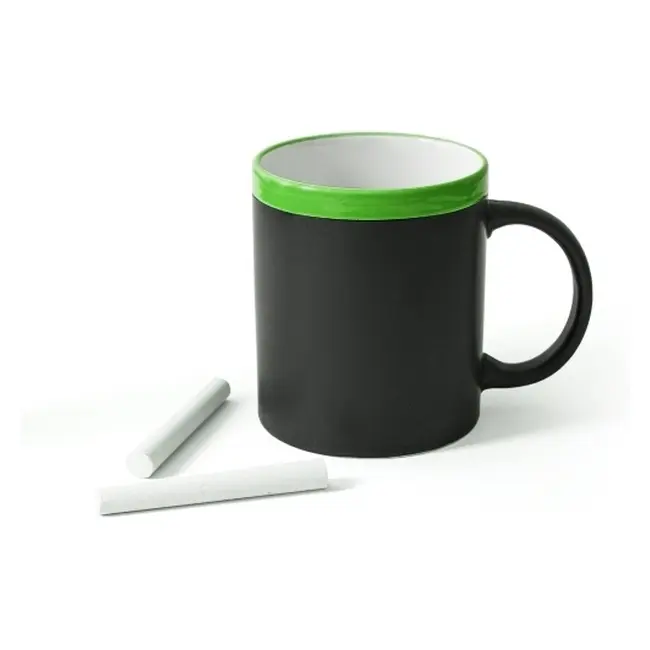 Чашка керамическая матовая с мелком 340 мл Зеленый Черный Белый 7002-06